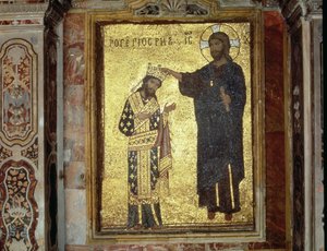 Cristo incorona il re Ruggero II di Sicilia (1093-1154) da Byzantine School
